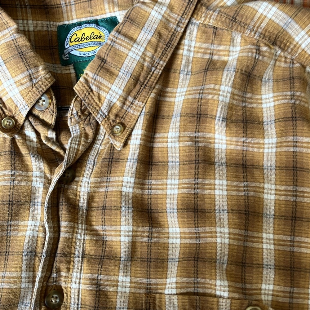 Cabela’s Tall Short sleeve Brown Plaid Shirt‎